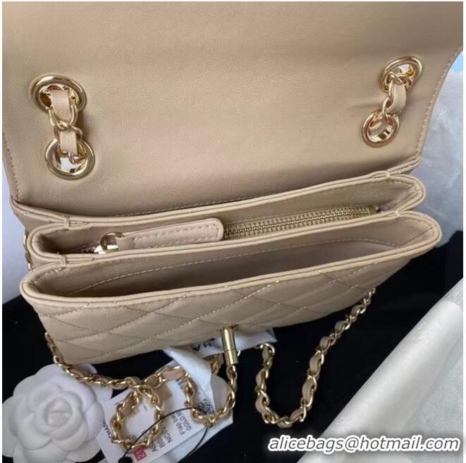 Original Cheap CHANEL mini flap bag AS2468 Apricot