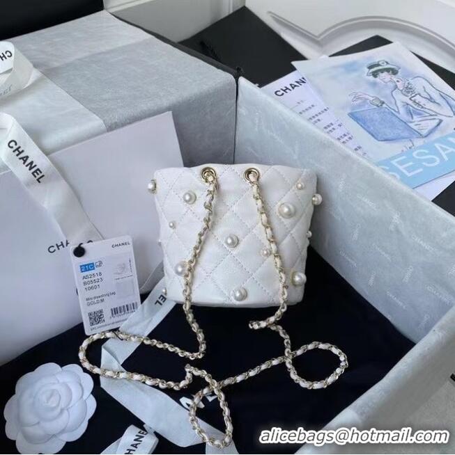 Cheap Price Chanel mini drawstring bag AS2518 White