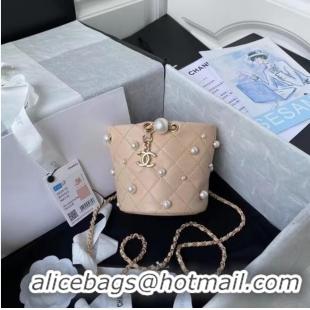 Classic Cheapest Chanel mini drawstring bag AS2518 Apricot