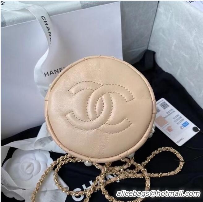 Classic Cheapest Chanel mini drawstring bag AS2518 Apricot