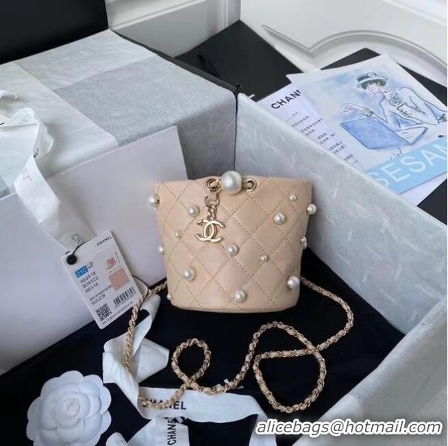 Classic Cheapest Chanel mini drawstring bag AS2518 Apricot