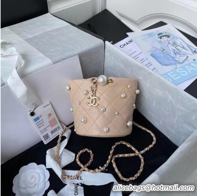 Classic Cheapest Chanel mini drawstring bag AS2518 Apricot