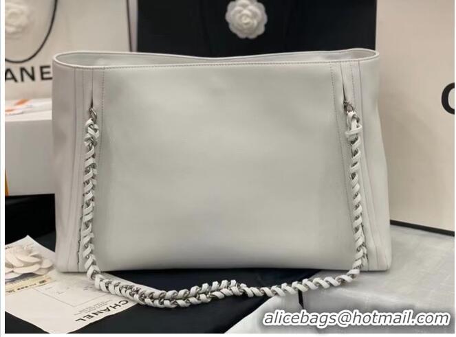 Well Crafted Chanel Original Leather Shopping Bag AS8473 White