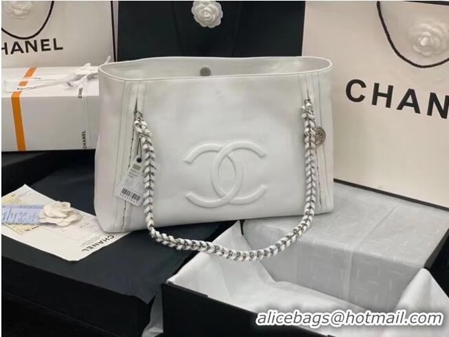 Well Crafted Chanel Original Leather Shopping Bag AS8473 White