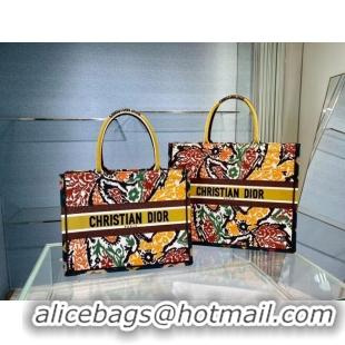 Super Quality DIOR BOOK TOTE Yellow Multicolor Dior Paisley Embroidery M1287Z