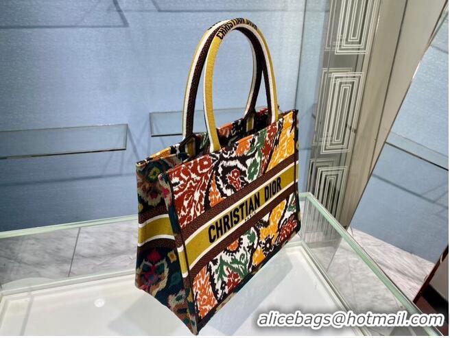 Super Quality DIOR BOOK TOTE Yellow Multicolor Dior Paisley Embroidery M1287Z