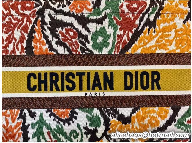 Super Quality DIOR BOOK TOTE Yellow Multicolor Dior Paisley Embroidery M1287Z