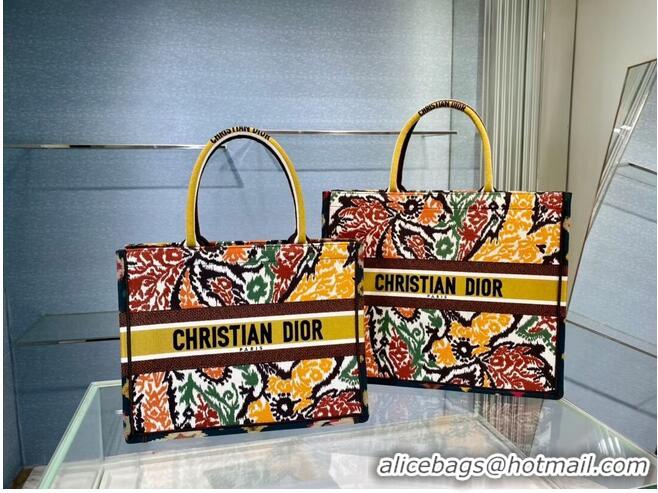 Super Quality DIOR BOOK TOTE Yellow Multicolor Dior Paisley Embroidery M1287Z