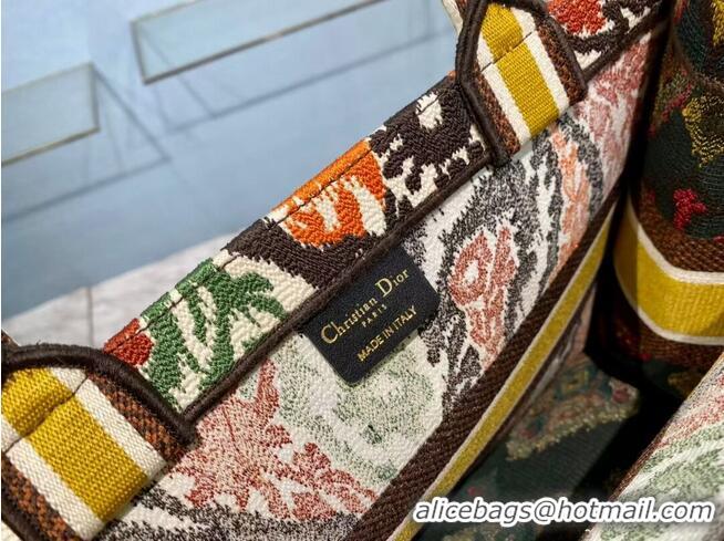 Super Quality DIOR BOOK TOTE Yellow Multicolor Dior Paisley Embroidery M1287Z