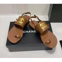 Top Grade New Chanel Goatskin Sandals G36885 Brown