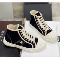 Best Price Chanel Vintage Canvas High-top Sneakers 21012501 Black 2021