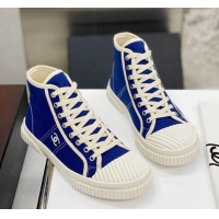 Top Quality Chanel Vintage Canvas High-top Sneakers 21012501 Blue 2021