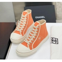 Best Luxury Chanel Vintage Canvas High-top Sneakers 21012501 Orange 2021