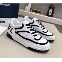 Low Price Chanel Sneakers in Patchwork Calfskin 012602 White/Black 2021