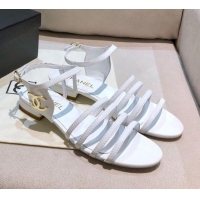 Best Price Chanel Lambskin Strap Sandals G36958 White 2021