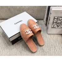 Luxurious Chanel Quilted Lambskin Flat Espadrilles 022439 Light Pink 2021