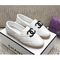 AAAAA Chanel Quilted Lambskin Flat Espadrilles with White CC 022445 White 2021