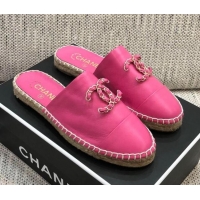 Good Quality Chanel Chain CC Lambskin Espadrilles Mules 022456 Pink 2021