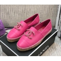 Top Quality Chanel Chain CC Lambskin Flat Espadrilles 022461 Pink 2021