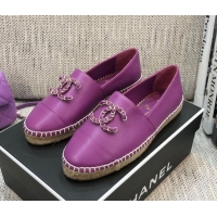 Most Popular Chanel Chain CC Lambskin Flat Espadrilles 022461 Purple 2021