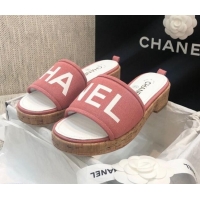 Best Product Chanel Denim Slide Sandals G34826 Pink 2021