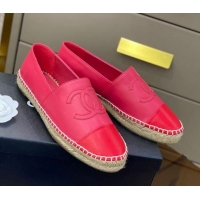 Top Quality Chanel CC Lambskin Espadrilles 031029 Pink/Red 2021