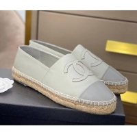 Popular Style Chanel CC Lambskin Espadrilles 031029 Light Gray 2021