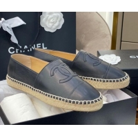 Shop Duplicate Chanel CC Lambskin Espadrilles 031029 Black 2021