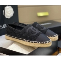 Popular Chanel CC Tweed Espadrilles 031045 Black 2021