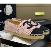 Stylish Chanel CC Tweed Platform Espadrilles 031045 Pink 2021