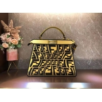 Best Quality FENDI PEEKABOO ICONIC ESSENTIALLY leather bag F1516 Yellow