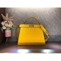 Top Design FENDI PEEKABOO ICONIC ESSENTIALLY leather bag F1519 Yellow