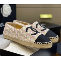 Duplicate Chanel CC Check Tweed Espadrilles 031045 White/Pink 2021