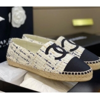 Sophisticated Chanel CC Tweed Espadrilles 031045 White 2021