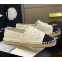 Luxury Chanel CC Canvas Espadrilles 031045 White 2021