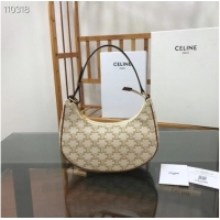 Shop Inexpensive Celine AVA BAG IN TRIOMPHE CANVAS AND CALFSKIN 193952 WHITE