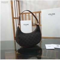 Luxury Cheap Celine AVA BAG IN TRIOMPHE CANVAS AND CALFSKIN 193952 Black