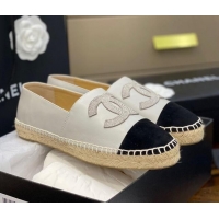 Best Price Chanel Embroidered CC Lambskin Espadrilles 031058 White 2021