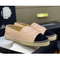 Luxury Chanel Embroidered CC Lambskin Espadrilles 031058 Nude 2021