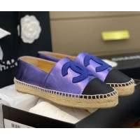 Shop Duplicate Chanel Embroidered CC Lambskin Espadrilles 031058 Purple 2021