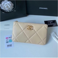 Top Design CHANEL 19 Sheepskin Original Leather Carry on bag AP1059 Cream