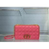 Good Quality LARGE DIOR CARO BAG Soft Cannage Calfskin M9243U Rose