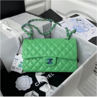 New Style Chanel Classic Flap Shoulder Bag Original Sheepskin leather Colors Buckle Medium A01113 Green&Blue