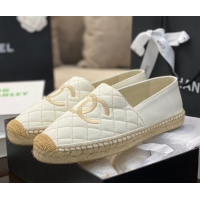 Best Product Chanel CC Quilted Canvas Espadrilles 031066 White 2021