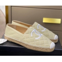 Luxury Cheap Chanel CC Quilted Canvas Espadrilles 031066 Beige 2021