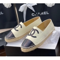 Duplicate Chanel CC Shiny Lambskin Espadrilles 031073 White 2021