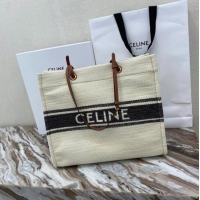 Good Quality Celine SQUARED CABAS CELINE IN PLEIN SOLEIL TEXTILE AND CALFSKIN 192172 Black