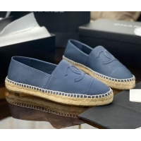 Top Quality Chanel CC Shiny Lambskin Espadrilles 031083 Blue 2021