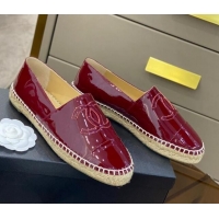 Low Price Chanel CC Patent Leather Espadrilles 031085 Burgundy 2021