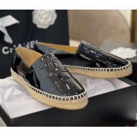 Well Crafted Chanel CC Patent Leather Espadrilles 031085 Black 2021